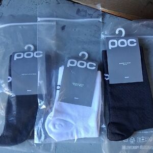 NWT 3 Pair Of Mens POC Socks, 2 Black, 1 White Size Small